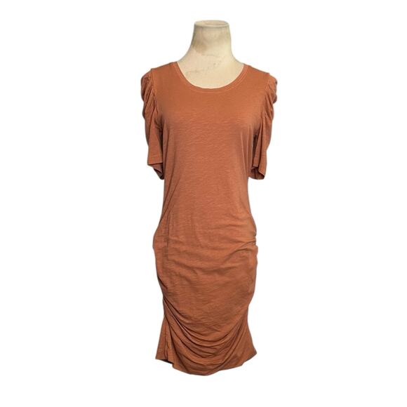 Sundry Brown Puff Short Sleeves Ruched Mini Dress Size 2 - Picture 11 of 16